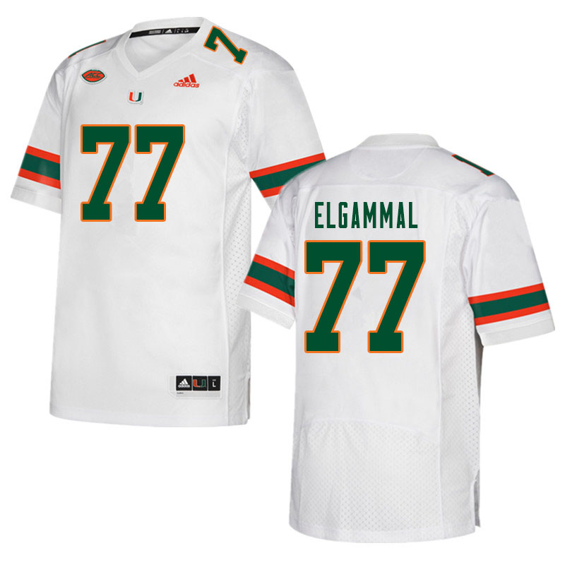 Men #77 Adam ElGammal Miami Hurricanes College Football Jerseys Sale-White - Click Image to Close